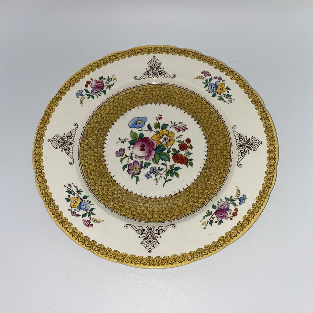 Antique Royal Cauldon Est 1774 Made in England Yellow Floral 11” Dinner Plate